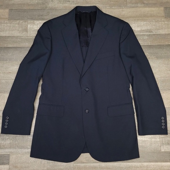 Brooks Brothers Mens Suit 40R 34W Blue Cotton Brookscool Poplin 2pc Blazer Pants - Picture 2 of 14